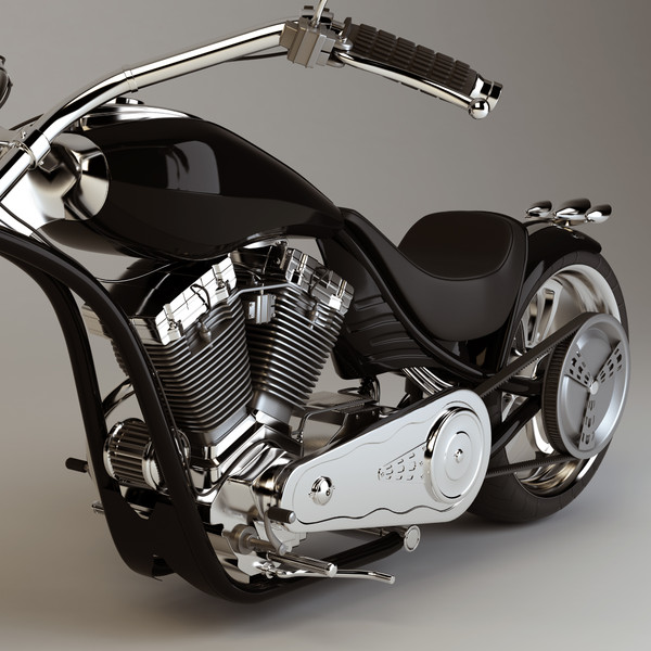 custom chopper 3d max - Custom Chopper by platinum3dmodels